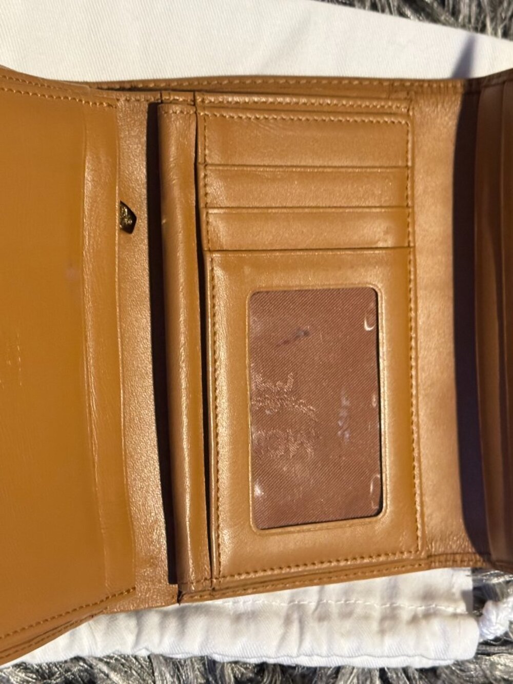 Vintage Authentic MCM Visetos Medium Trifold Wallet Cognac w/Dust Bag & COA - Picture 11 of 14